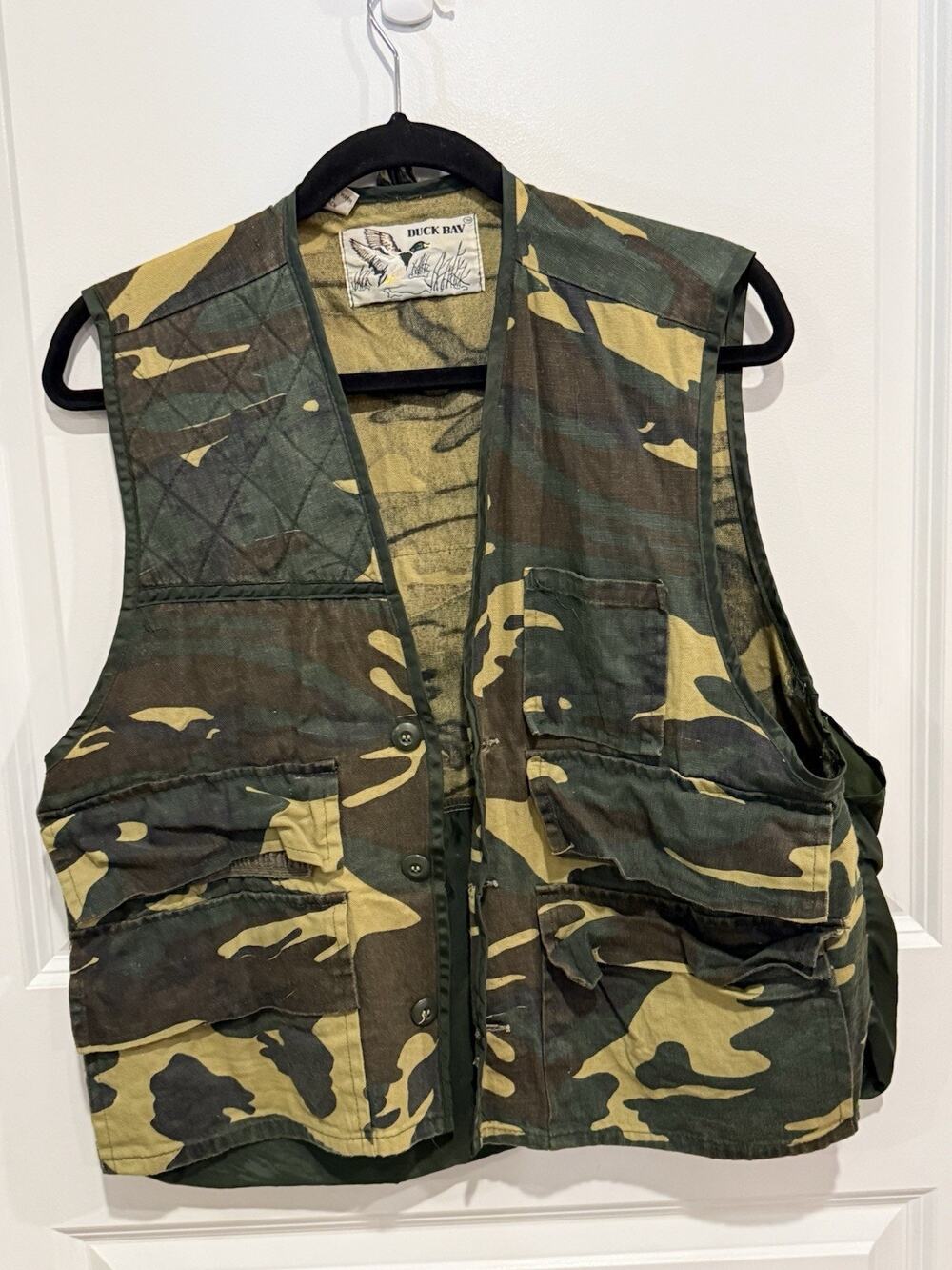 Vintage Duck Bay Mens M Camo Hunting Shooting Water Fowl Vest W/ Shell Holders